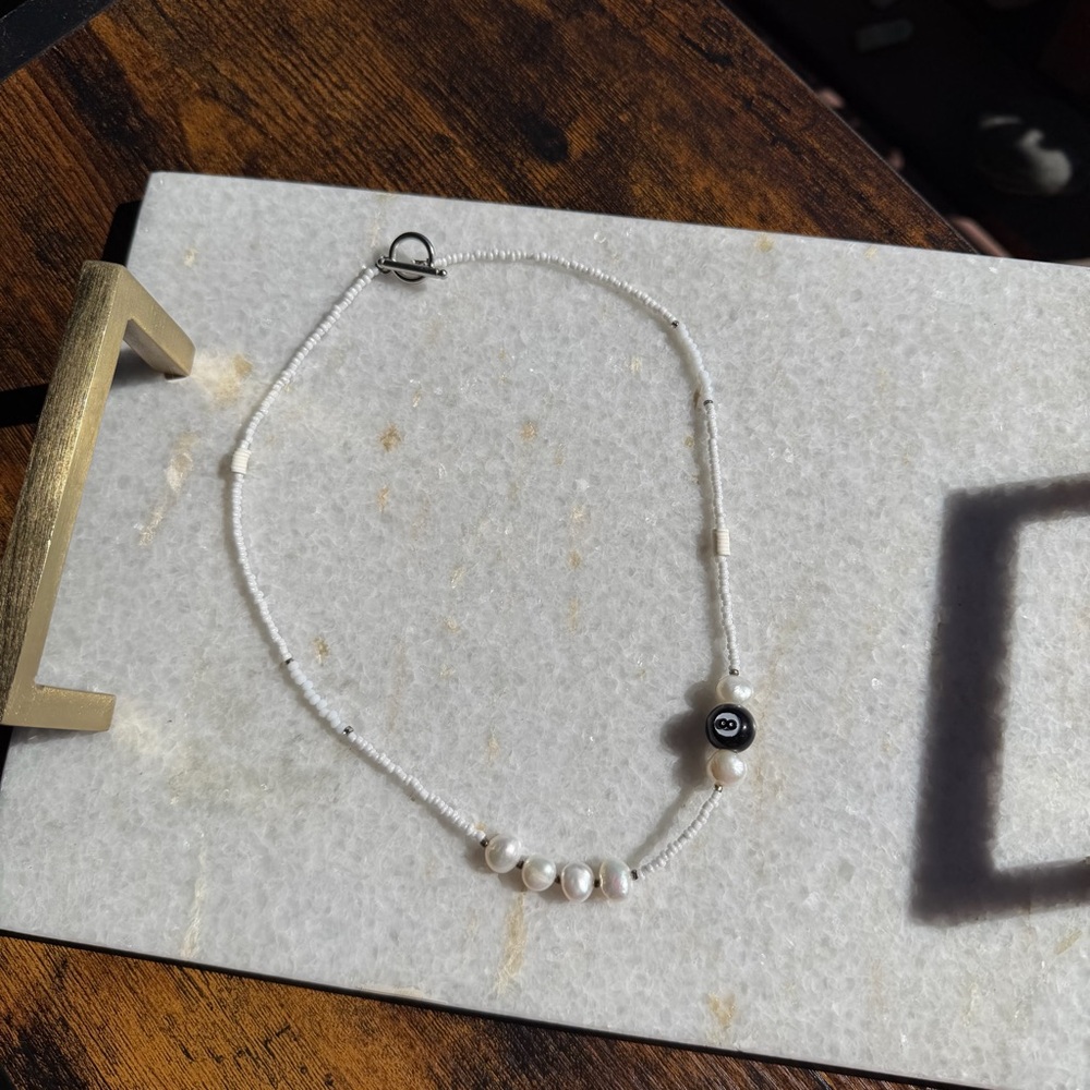 Pearl 8 Ball Beaded Necklace - Picture 2 of 5